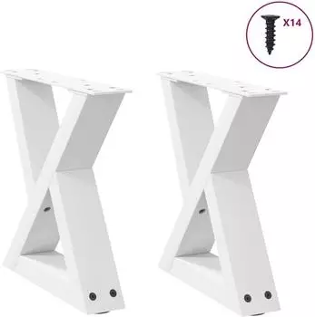 vidaXL Couchtischbeine 2 Stk., Stahl, wei&szlig;, 40x(30-31,3)cm (4012681)