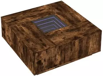 vidaXL Couchtisch mit Infinity-LED, R&auml;uchereiche, 100x100x40cm (3284046)