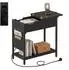 Relaxdays Beistelltisch mit Steckdose, USB-Ports und Seitentasche, 60x60x31,5cm, schwarz