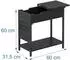Relaxdays Beistelltisch mit Steckdose, USB-Ports und Seitentasche, 60x60x31,5cm, schwarz