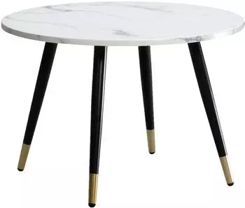 Wohnling Couchtisch rund Marmoroptik wei&szlig; Metallgestell 60x60x41cm (WL6.974)