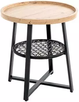 HAKU Columbia Beistelltisch rund, Eiche/schwarz, MDF/Metall, H55 x &Oslash;50cm (54461)