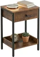 Relaxdays Beistelltisch Mit Schublade & Ablage, Industrial, Hbt: 69,5x38x28 Cm,