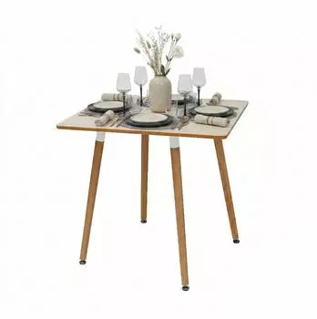 Relaxdays Esstisch quadratisch, Bambus & MDF, 75x75x75cm