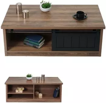 Mendler HWC-K75 Couchtisch Holz-Optik Metall 44x120x60cm braun (HWC-K75)