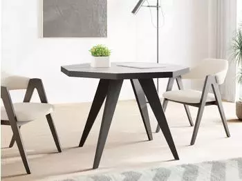WFL GROUP Diamond Black ausziehbarer Esstisch, achteckig, Beton Grau, 100&ndash;200cm (800001052412)