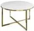 Lookway Ciri-X Glass runder Couchtisch, weißes Glas, vergoldetes Chromgestell (800001175544)