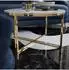 Lookway Ciri-X Glass runder Couchtisch, weißes Glas, vergoldetes Chromgestell (800001175544)