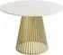 WFL GROUP Naro Esstisch rund ausziehbar, beige Kaschmir, goldene Metallbeine, 100–180cm (800001307180)