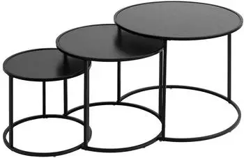 Atmosphera NOAN Beistelltisch-Set 3-teilig, schwarz (B54/45/35cm)