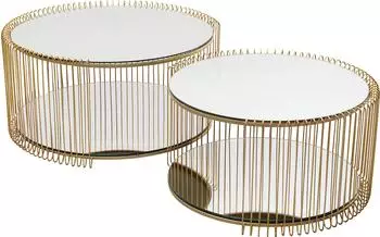 KARE Wire Double Couchtisch 2er-Set, Stahl, gold (Wire Double Brass)