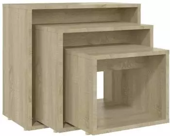 vidaXL Satztische 3-tlg. Sonoma-Eiche Holzwerkstoff (808579)