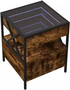 vidaXL Couchtisch mit Infinity-LED, R&auml;uchereiche, 40x40x51cm