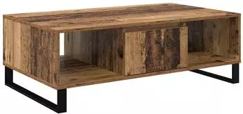 vidaXL Couchtisch Altholz-Optik, 3 Ablagen, Metallbeine, 104x60x35cm