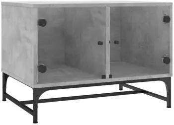 vidaXL Couchtisch mit Glast&uuml;ren, betongrau, 68,5x50x50cm (836542)