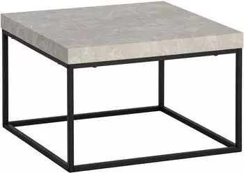 Wohnling Couchtisch 60x60x38cm quadratisch Stein-Optik sandfarben Metallbeine (WL6.931)
