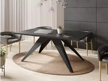 WFL GROUP Vance Esstisch ausziehbar, rechteckig, schwarze Metallbeine, 160&ndash;260x90cm (800000640006)