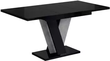 ALTDECOR INEY Esstisch ausziehbar, Hochglanz schwarz/Betonoptik, 120-160x90x75cm