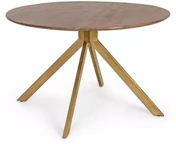Bizzotto Sherman Esstisch rund, Mangoholz, Stahlgestell Messing, Ø120cm (0746832)