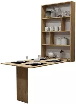 Mirjan24 Wandklapptisch Albi mit 2 Regalen, rechteckig (Eiche Cremona)