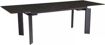 Wohnling Esstisch ausziehbar 180-240cm, Keramik Glas, schwarz, Metallbeine (WL7.152)