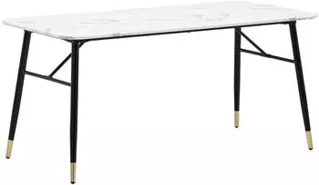 Wohnling Esstisch 140x80x76cm Marmor-Optik wei&szlig; Metallbeine (WL6.957)
