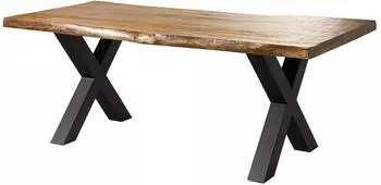Massivmoebel24 FREEFORM 5 Baumkantentisch Mangoholz natur, X-Beine anthrazit, 240x100cm (09-114-844-9216)