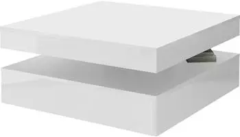 Forte Coffee Tables Couchtisch mit Drehtablett, weiß hochglanz (CFTT4181-Z38)