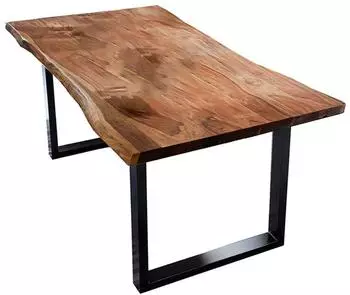 Kawola LORE Esstisch Massivholz Akazie Baumkante, 180x90cm, nussbaum/schwarz
