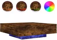 vidaXL Couchtisch mit LED-Leuchten R&auml;uchereiche 100x100x31 cm