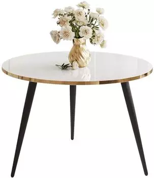 Lookway Soleil Couchtisch rund, Hochglanz wei&szlig;, schwarze Beine, ⌀70cm (800001532255)