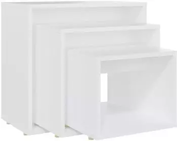 vidaXL Stapelbare Beistelltische 3er-Set, wei&szlig;, Sperrholz (808576)