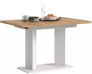 xonox.home Gustav Esstisch ausziehbar, wei&szlig;/Artisan Eiche, 120-160x76x80cm (X8KH4T64)