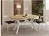 WFL GROUP Savio Neo runder Esstisch ausziehbar, Eiche Artisan hellbraun, weiße Holzbeine, 80-130cm (800001517373)