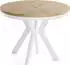 WFL GROUP Savio Neo runder Esstisch ausziehbar, Eiche Artisan hellbraun, weiße Holzbeine, 80-130cm (800001517373)