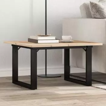 vidaXL Couchtisch O-Gestell 60x60x40cm Kiefernholz und Stahl, braun (3282660)