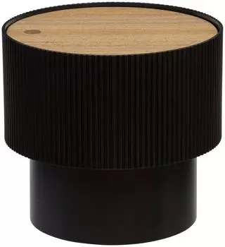 Atmosphera Enola runder Couchtisch mit Stauraum, Eschenfurnier, schwarz, Ø38,5cm