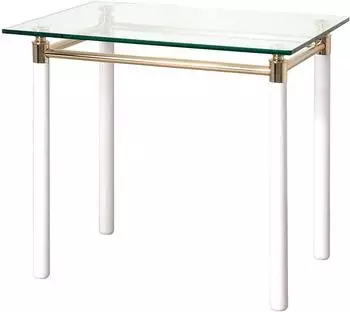 HAKU Beistelltisch Massivholz, Metall, Sicherheitsglas 10mm, vergoldet/wei&szlig; (42332)