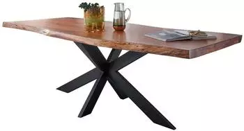 main möbel Pune Esstisch Akazie massiv & Eisen schwarz 180x90cm (TI-0492)