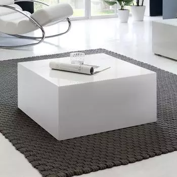 Finebuy MONOBLOC Couchtisch Hochglanz MDF wei&szlig;, 60x60x30cm (FB42990)