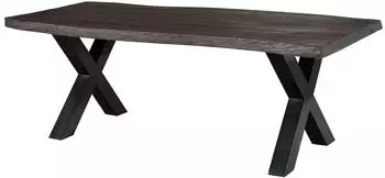 Massivmoebel24 Freeform 5 Baumkantentisch Mango 220x100x77cm grau / X-Beine anthrazit (09-112-844-2115)