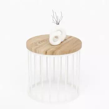 LAMO Manufaktur Couchtisch rund, Holz, 40x40cm, Nussbaum/Elfenbein (LAM013466)