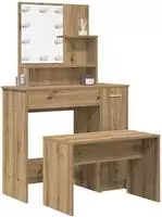 vidaXL Schminktisch-Set mit LED-Leuchten Artisan-Eiche Holzwerkstoff