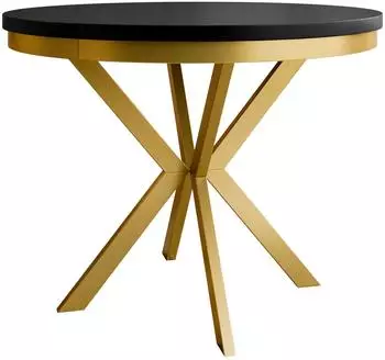Mirjan24 Edder Gold ausziehbarer Esstisch, rund, Metall, schwarz/gold, 120cm
