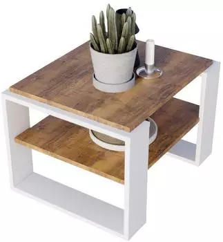 CraftPAK Kaja Couchtisch Holzwerkstoff, rechteckig, 63x54x44cm, retro-wei&szlig;/nussbaum