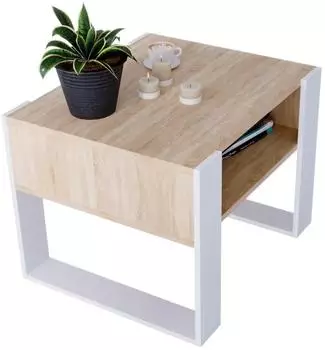 CraftPAK Couchtisch rechteckig Holzwerkstoff Sonoma Eiche/weiß, 65x45x53,6cm