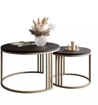 Lookway Lori 2in1 runder Couchtisch, Holzwerkstoff, kaschmir/schwarz matt (⌀70/50cm)