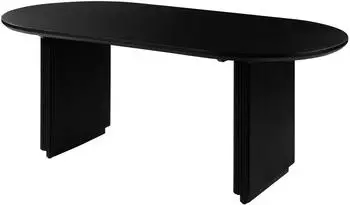 Massivmoebel24 Barcelona Esstisch oval, Mangoholz, schwarz lackiert, 180x90x76cm (09-108-344-1027)