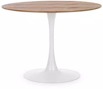 Natur24 Bloom Esstisch 100x100x75cm Stahl MDF weiß/braun (0732978)