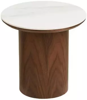 ebuy24 Frida Eckbord Ø40cm, weiß/dunkelbraun (46-2151080)